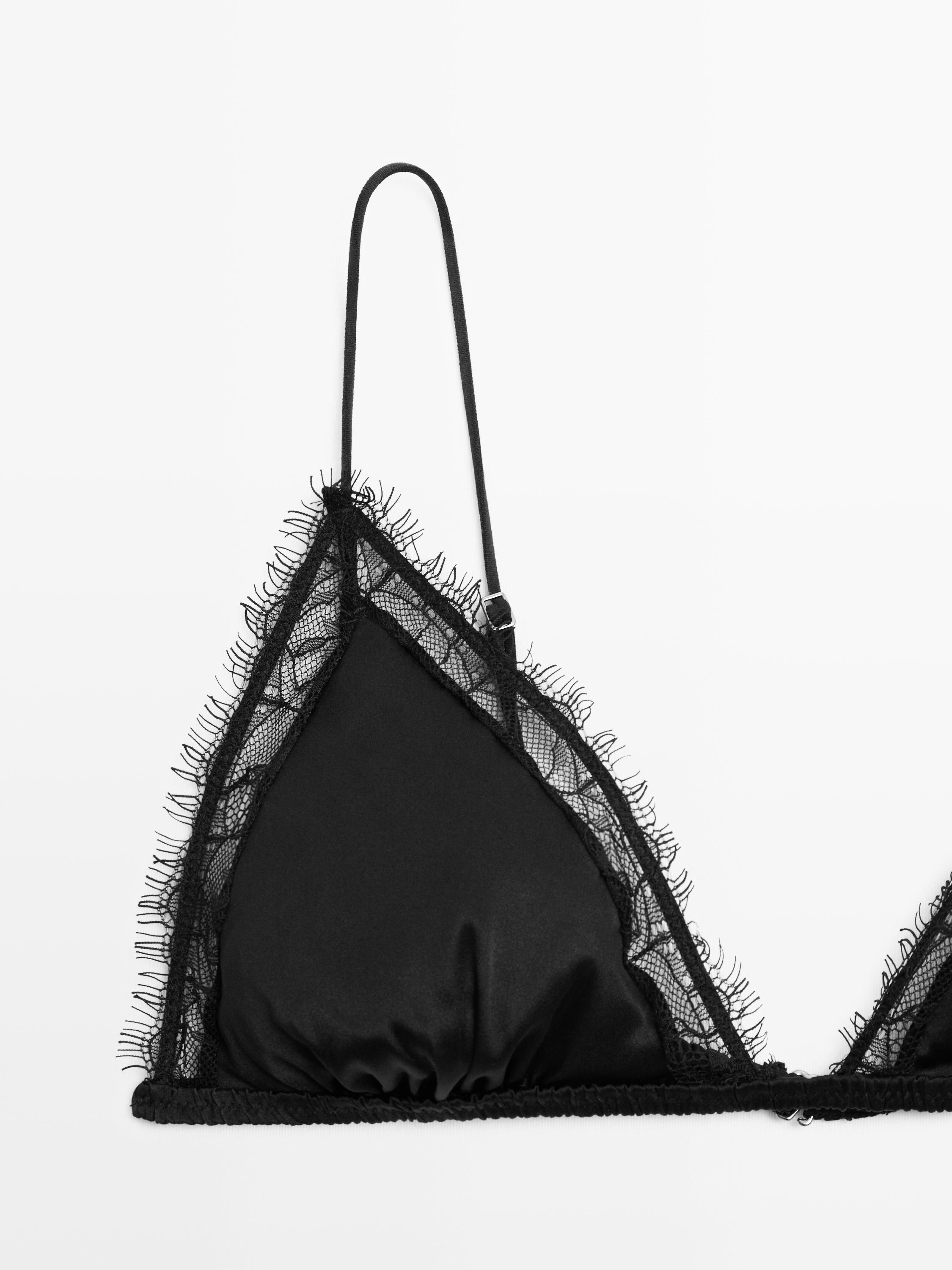 Silk and lace triangle bralette